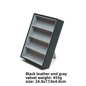 New 4-Slot Vertical Wood Grain Leather Glossy White Black Wood <b>Sunglasses</b> & Glasses Display Stand - Product Image 6