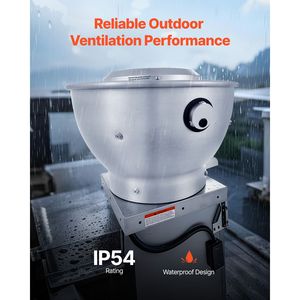 Ventilatore di scarico commerciale da 612 CFM per cucine professionali e food truck - 0.25HP 180W con aspirazione diretta per cappe e tettoie - Product Image 2