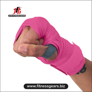 ผ้าพันมือสำหรับชกมวย MMA มวยไทย ยี่ห้อ JUST FITNESS GEARS สีตามสั่ง พร้อมโลโก้  ระบายอากาศได้ดี ผลิตจากโพลีเอสเตอร์  แบบสวมใส่ได้ทั้งชายและหญิง  พร้อมสายรัดแบบดึง  สำหรับการฝึกเพาะกาย - Product Image 3
