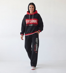 <b>Women</b> <b>Baggy</b> Tracksuit Oversize Pullover Hoodie with Loose Fit <b>Jogger</b> Pants Custom Streetwear Sportswear Two Piece Tracksuit - Product Image 3