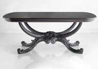 Table d'entrée classique de forme ovale sculptée à la main, design antique, plateau en bois, meuble pour couloir, entrée, salon