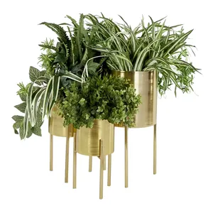 Juego de Maceteros Modernos de Latón para Interiores, Diseño Minimalista, Macetas de Metal Cromado para Decoración del Hogar - Product Image 4