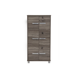 Modern Laminated Board <b>Storage</b> <b>Box</b> Sonoma Dark Finish Three Tier Multi-Purpose <b>Lockable</b> Organizer Cabinet Separate Key Locks - Product Image 3