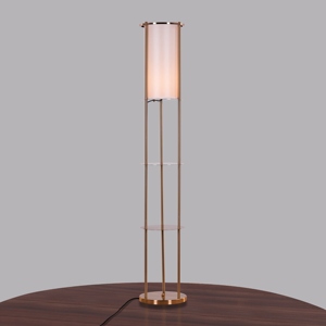 Gold Floor <b>Lamp</b> with <b>Shelves</b> Modern Storage Standing Light Luxury Symmetric Design Display <b>Shelf</b> <b>Lamp</b> Practical Aesthetic - Product Image 1