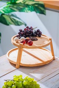 Soporte Redondo de Bambú Ecológico para Pasteles, Exhibidor de 2 Niveles, Servidor de Postres, Soporte para Pastelería Pulido para Decoración del Hogar y Panadería - Product Image 5