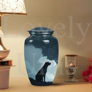 Urna de cremación para mascotas, diseño de perro negro, nube azul, noche estrellada, urna conmemorativa, recuerdo de cenizas de mascotas, regalo decorativo de recuerdo - Product Image 4