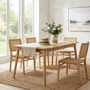 Modern Rectangular Solid Wood <b>Dining</b> <b>Table</b> Elegant Mid Century <b>Wooden</b> Furniture For <b>Rustic</b> Contemporary Home Decor Setup Design - Product Image 5