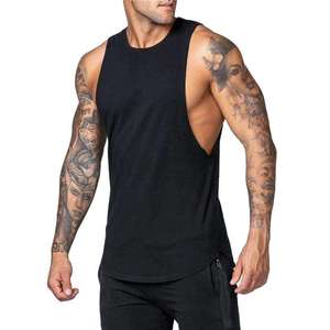 Summer Fashion Solid Color Round Neck <b>Vest</b> Men's Workout Tank Tops Running Tank Tops Gym Wear Men's with screen printing logo - Product Image 2