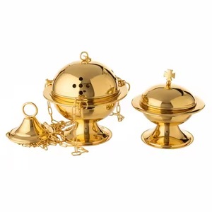 Thurible in Gold Plated Brass Censer Modern Design High Quality Incense <b>Burner</b> With Golden Hanging Chain <b>Burners</b> <b>For</b> Incense - Product Image 5