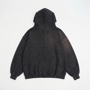 Custom <b>Men's</b> Hoodies 100% Cotton Premium rhinestone Sun Faded Hoodie Oversized Soft Cotton Casual Streetwear Pullover Quick Dry - Product Image 4