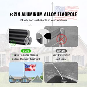 Kit Asta Portabandiera Telescopica in Lega di Alluminio Rinforzata da 7,6 m (25FT) con 3 Modalità di Visualizzazione, per Bandiere da Esterno 3x5 e Montaggio a Terra - Product Image 2