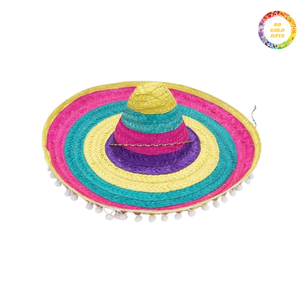 หมวกสานทรงโซมเบรโรลายทางสไตล์เม็กซิกัน ปีกกว้าง ทำมือ หมวกกันแดดสำหรับทุกเพศ พร้อมริบบิ้นเชือกผูก เหมาะสำหรับชายหาด กิจกรรมสบายๆ ปั่นจักรยาน งานเทศกาล ปาร์ตี้ - Product Image 1