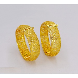 เครื่องประดับชุบทอง24K เจ้าสาวซาอุดิอาระเบียกำไลอ้วนสำหรับผู้หญิงกำไลทองชุบทองกำไลข้อมือปรับได้ - Product Image 1