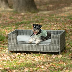 Enclos de lit saisonnier en osier PE pour animaux de compagnie Mobilier d'extérieur pour chien avec coussin pour le camping Élégant et durable - Product Image 1