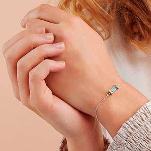 Pulsera de Plata de Ley con Aguamarina en Corte Baguette, Piedra Azul de Nacimiento de Marzo, Regalo de 18 Años para Ella - Product Image 4