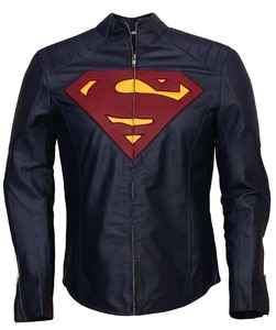 เสื้อแจ็คเก็ตหนังสีน้ำเงิน Man of Steel - เสื้อผ้าสตรีทแวร์กันลมรักษ์โลก - Product Image 1