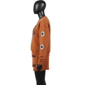 Ensemble sweat-shirt et short pour femme en coton polyester GSM épais, orange brûlé, avec logo brodé - Product Image 3