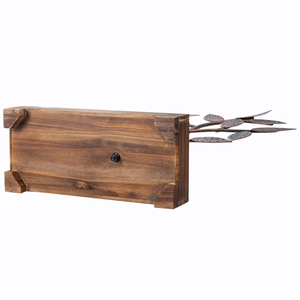 Porte-bijoux en métal avec base en bois, design feuille décoratif, support rustique en métal pour boucles d'oreilles, colliers, etc. - Product Image 4