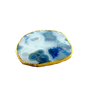 Vente flash : Sous-verre en agate bleue de haute qualité, pierre précieuse ronde en cristal pour table, support à café, décoration maison - Product Image 5
