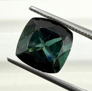 Pierre précieuse naturelle de tourmaline verte foncée, pierre brute, véritable tourmaline verte, taille coussin, pour la fabrication de bijoux, bague, pendentif, cadeau, 9x9mm - Product Image 2