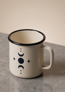 Eco Friendly Unbreakable <b>Iron</b> Enamel Camping Mug Featuring Astrology Night Sky Line Art Design Cream Outdoor Coffee Cup - Product Image 2