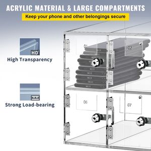 Armadietto a Muro con 10 Scomparti in Acrilico per Cellulari, con Serrature e Chiavi, per Ufficio, Aula, Palestra - Product Image 4