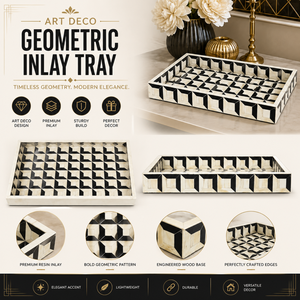 Premium Bone Inlay Decorative Serving <b>Tray</b> | Handcrafted Luxury Ottoman Breakfast <b>Tray</b> for Coffee Tea Snacks Home Decor Elegant - Product Image 5