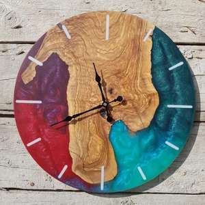 Nouvelles horloges murales élégantes en bois et résine pour la décoration de la pièce, design moderne, forme ronde, en bois, pour les meilleures horloges murales - Product Image 1