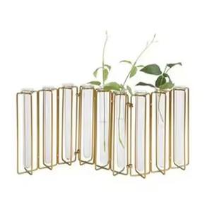 Support de Plante Hydroponique en Fil Métallique Doré de Haute Qualité, Vase de Table avec Tube - Product Image 5