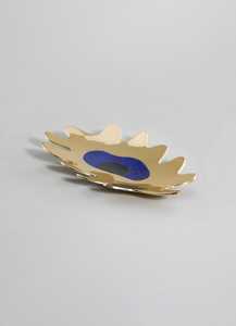 Irresistable Handmade <b>Metal</b> <b>Bowl</b> With Blue Stone Inlay Gold Finish Polished Modern Design For Gifting - Product Image 2