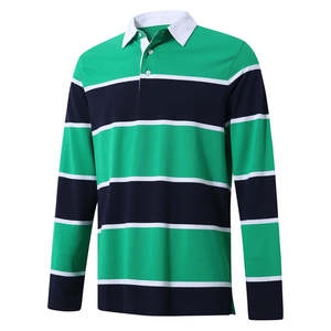 Pull rayé de haute qualité 2026 pour hommes, chemise polo de rugby personnalisée à manches longues pour hommes, 100 % coton, chemises de rugby pour hommes avec logo - Product Image 5