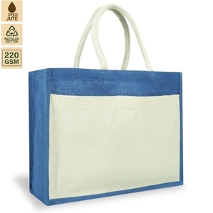 220 GSM Non Laminated Jute Cotton Blend Reusable Shopping <b>Tote</b> <b>Bag</b> 42x33x16 cm Custom Logo Wholesale Private Label Model SS174 - Product Image 1