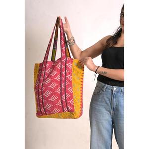 Bolso Tote de Algodón Kantha Vintage, Bolso de Hombro Indio Hecho a Mano, Bolso de Compras Boho, Bolso de Mercado Reutilizable, Regalo - Product Image 2