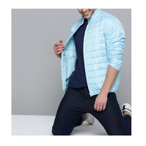 <b>Light</b> Blue Navy Custom Lightweight Puffer <b>Jacket</b> Men Quilted Packable Winter Coat Stand Collar Zip Up OEM Factory Premium - Product Image 4
