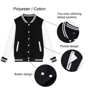 เสื้อแจ็คเก็ตวาร์ซิตี้สีกรมท่าขาวสำหรับผู้ชาย สไตล์พรีปปี้ ลำลอง ทรงปกติ ปกคอพับ ติดกระดุมแถวเดียว ระบายอากาศได้ดี ปักลาย - Product Image 3