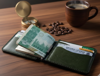 Dompet Klip Uang Vintage Buatan Tangan, Tempat Kartu Kredit, Tipis Minimalis, Kulit Asli, Unisex, Untuk Penggunaan Sehari-hari