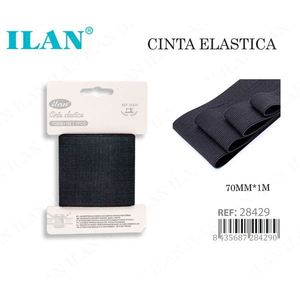 Sangle élastique Ilan 70 mm x 1 m noire pour la couture et l'artisanat - Product Image 1