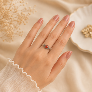 Bague en argent sterling 925 avec onyx rouge, bijoux classiques de haute qualité pour femmes, avec pierre précieuse onyx rouge - Product Image 3