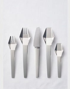 Ensemble de couverts en argent au design élégant, en acier inoxydable, accessoires de cuisine haut de gamme, vaisselle élégante - Product Image 1