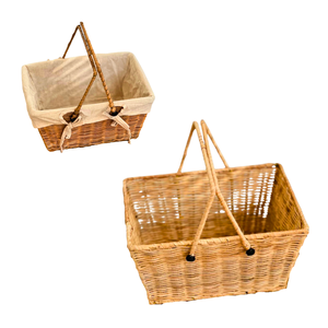 Cesta de Mimbre Ecológica, Cesta de Almacenamiento con Forro de Algodón Suave, Soporte Metálico, Multifuncional, Ideal para Regalos - Product Image 1