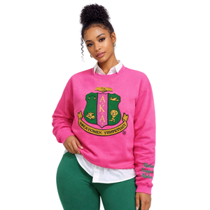 Sudadera Casual de Invierno para Mujer, Forro Polar Chenille, Logotipo Bordado con Letras Griegas en la Parte Delantera, Cuello Redondo Premium - Product Image 1