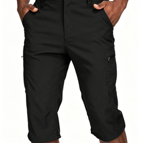 Pantalon cargo capri pour homme, séchage rapide, noir, extensible, longueur 34, short de randonnée avec poches zippées pour activités de plein air - Product Image 3
