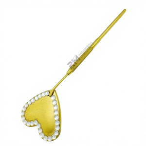 Espejo de Inspección de Pestañas con Agarre de Diamante en Forma de Corazón, Color Plasma Dorado y Piedra Blanca, Herramienta de Belleza - Product Image 2