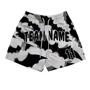 Men's Black Cotton Shorts with Camouflage Print Mid Waist Button Fly Sporty Style Breathable Front Logo - Product Image 5