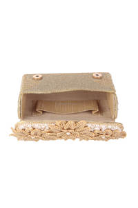 Luxury Pearl Beaded Casual Bridal <b>Clutch</b> Floral Pattern Waterproof Lightweight Design-Fashion Evening <b>Wedding</b> Handbag 1L - Product Image 5