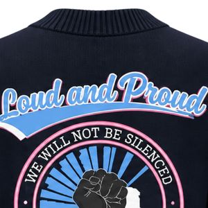 <b>Navy</b> Blue 1938 Embroidered Knit <b>Cardigan</b> V Neck Button Front Long Sleeve Pocket Varsity Style Sweater Jacket Casual Fashion - Product Image 3