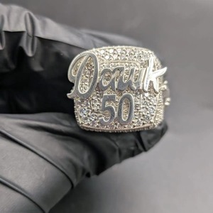 Custom Name Number Iced Out Moissanite Drunk 50 Bling Hip Hop <b>Ring</b> 925 Sterling Silver Rapper Style Fashion Jewelry <b>for</b> <b>Men</b> - Product Image 4