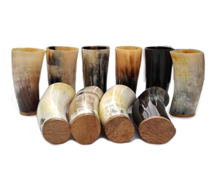 Vasos de chupito de cuerno de buey tallados a mano, estilo vikingo náutico, con grabado de ágata, copa de cuerno de vaca auténtico para bar. - Product Image 3