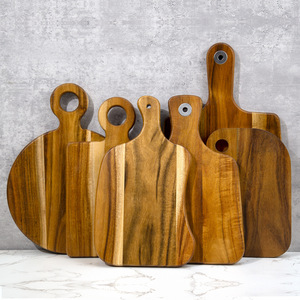 Planche à découper en bois d'acacia avec poignée, compatible lave-vaisselle, écologique, pour la cuisine, le service de fromages et d'aliments, et plateau à charcuterie - Product Image 3