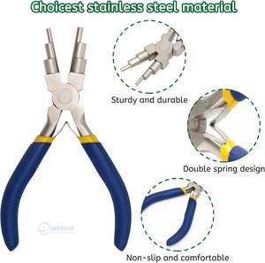 Stainless Steel Jewelry Making 6-In-1 <b>Pliers</b> <b>Set</b> with Bail Making Flat Nose Jump Ring Craft Tools Blue - Product Image 3